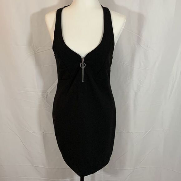 Zara Black Zipper Front Mini Dress - Picture 1 of 8